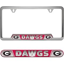 FANMATS NCAA Embossed License Plate Frame, Stainless Steel Frame with Stamped Aluminum Team Logo Inserts, 6.25in x 12.25in