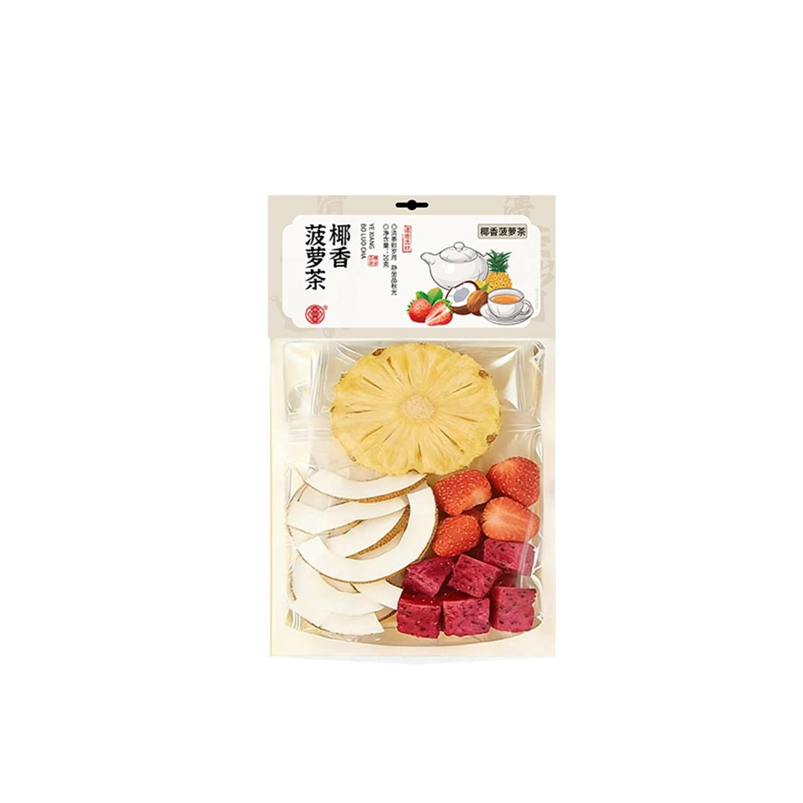 Herbata z kokosa, ananasa, mandarynki, cytryny, marakuji 20g - Natychmiast parzona i gotowa do wypicia. Herbata o smaku owocowym(20pcs)
