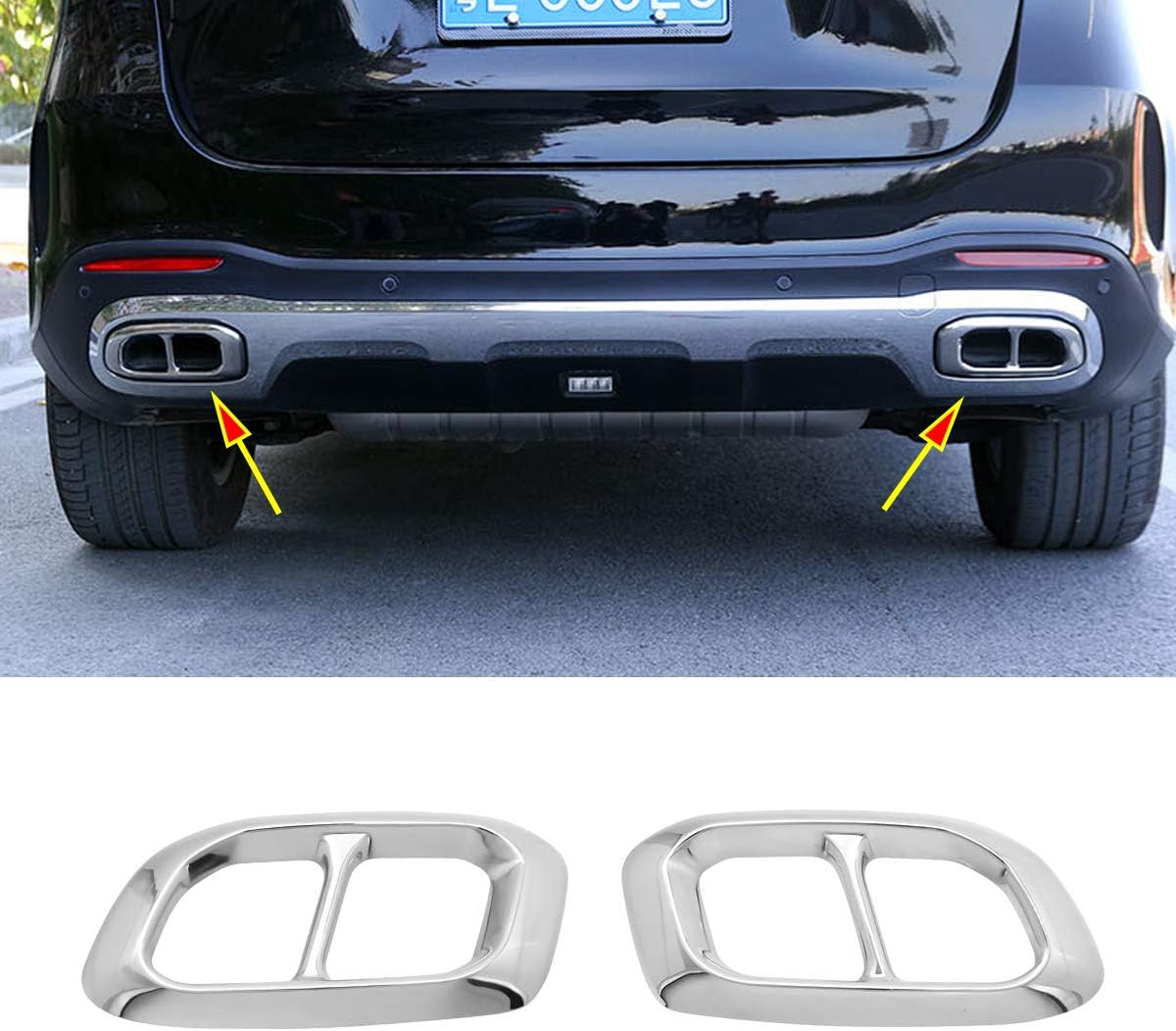 Yctze Auspuffrohrabdeckung Für Mercedes - 2-teilig Edelstahl Heckdekor Schwarz