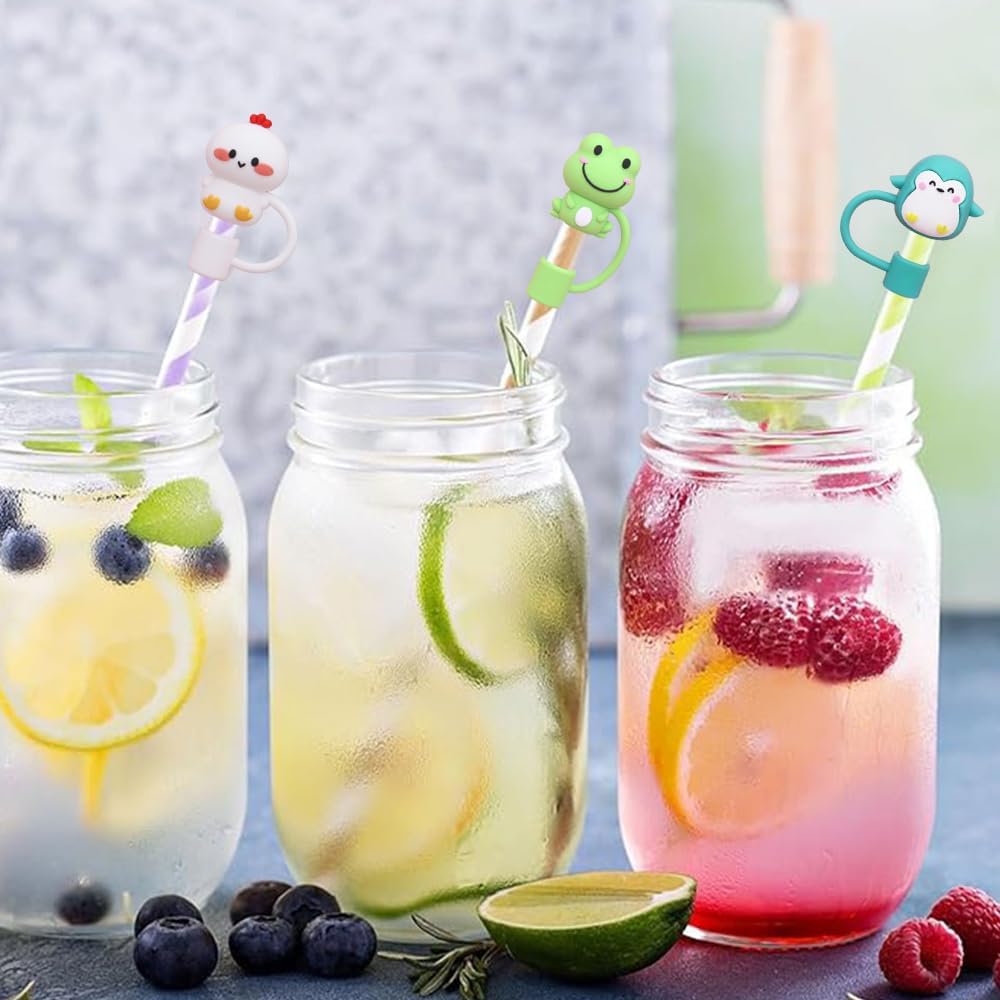 10pcs Silicone Straw Cover Cap Cute Animal Straw Topper In Various Shapes Reusable Straws Tip Covers For 10mm Straws - Image 4