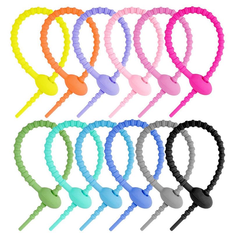 VIVITO Reusable Silicone Cable Ties with Self-Lock Design | 8.3” Colorful Twist Zip Straps for Cord Management, Bread Bags, DIY Travel | Multiuse Organizer Clips for Office | Multicolor | (5 Piece)-image-20