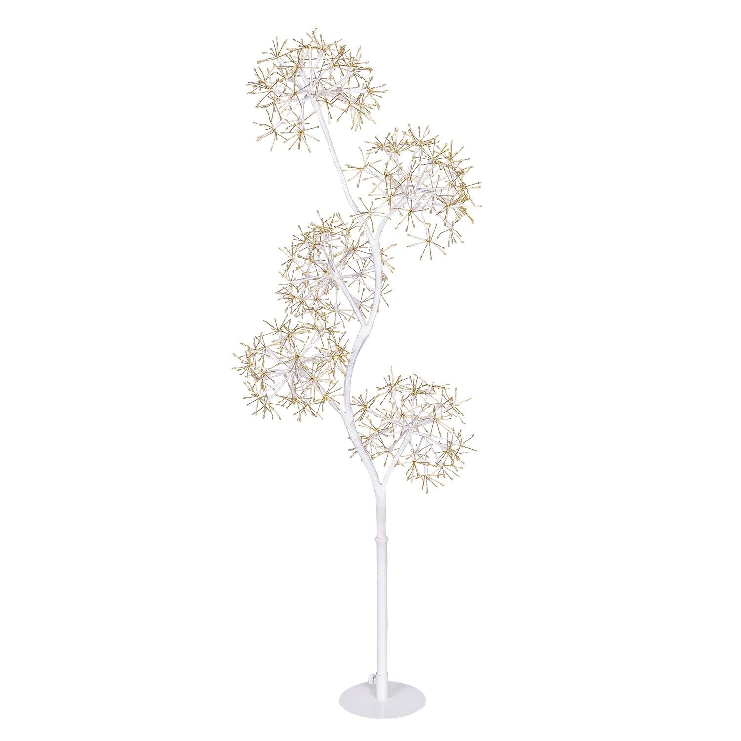 Magie di Natale Ramo di albero 5 sfere RICH con microled bianco caldo per uso interno (Marrone 120 cm)