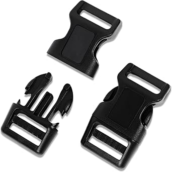 Plastic Curved Buckle, 20 Pack Quick Release Buckle 1 inch25mm Black Contoured Side Buckle Clips for Tactical Bag Gear, Bracelets, Belt, Pet Collars Harness