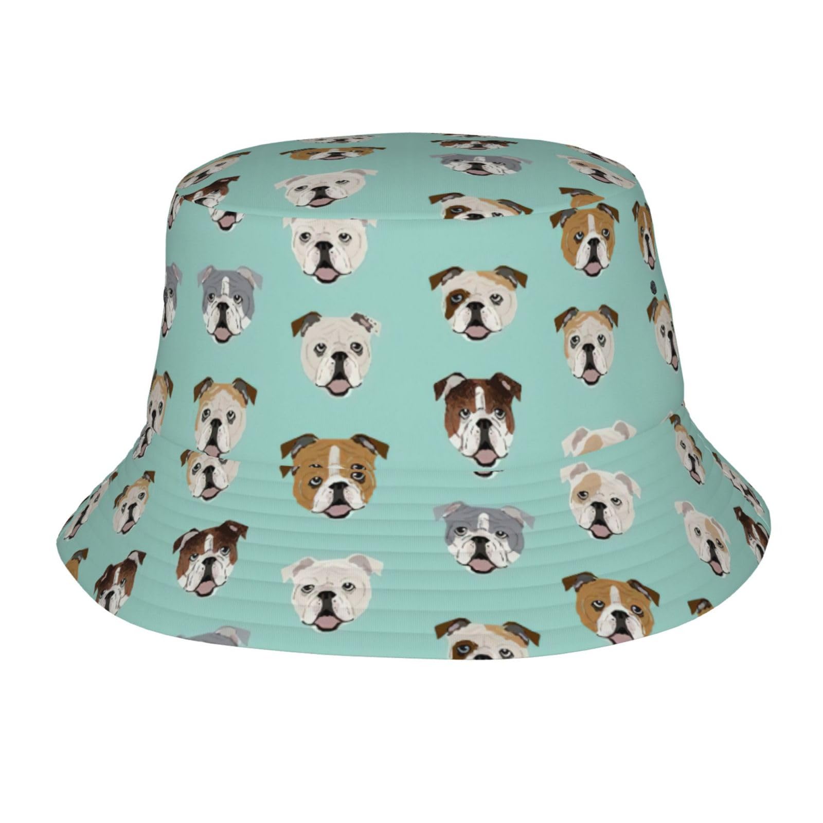 OTTKGGA Funny English Bulldog Bucket Hat Fisherman Cap Outdoor Sun Hat Wide Brim Cap Foldable Summer Beach Travel Unisex Black