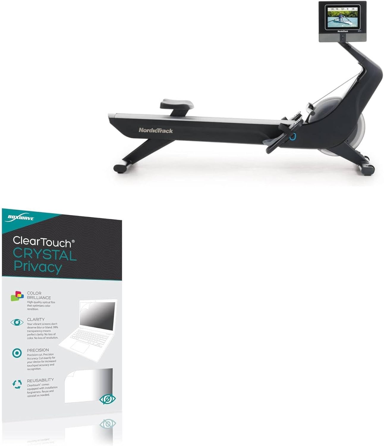 BoxWave Screen Protector Compatible with NordicTrack RW700 Rower NTRW15123 – ClearTouch Crystal Privacy (2-Pack), Privacy Screen Protector Flexible Film Clear