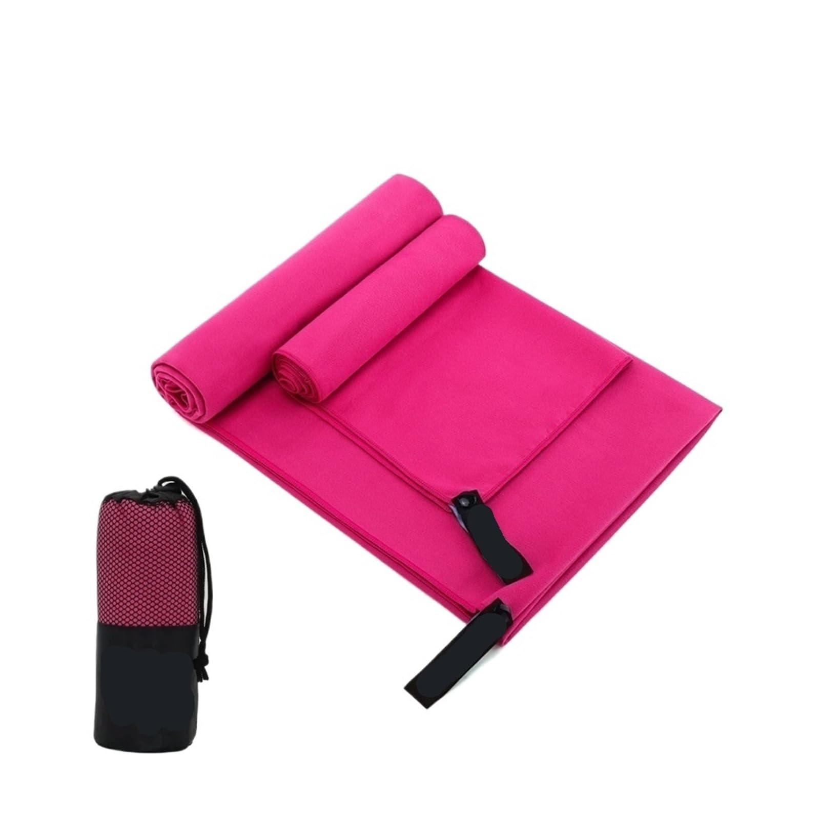 Générique Serviette de Sport en Microfibre Solide, Ensemble 2 pièces, Serviettes Plage, Camping, à séchage Rapide, Super absorbantes, for Bain Natation(Rose Red,Set 2)