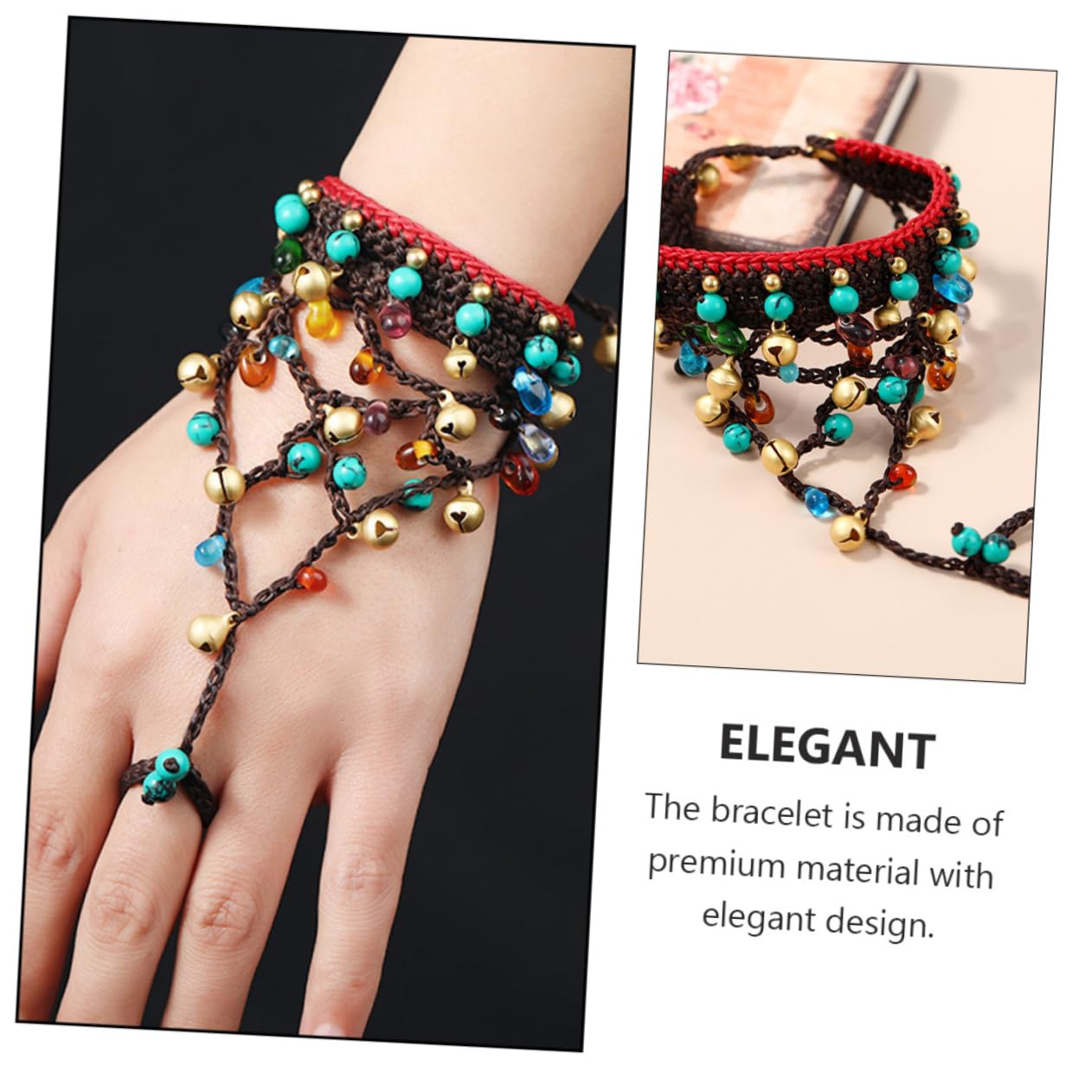 2piezas Bohemian Style Braided Finger Bracelet for Women Unique Wrist Chain Fashion Accessory for Daily Wear and Travel