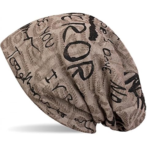 styleBREAKER Beanie Mütze mit Schrift Muster Cover