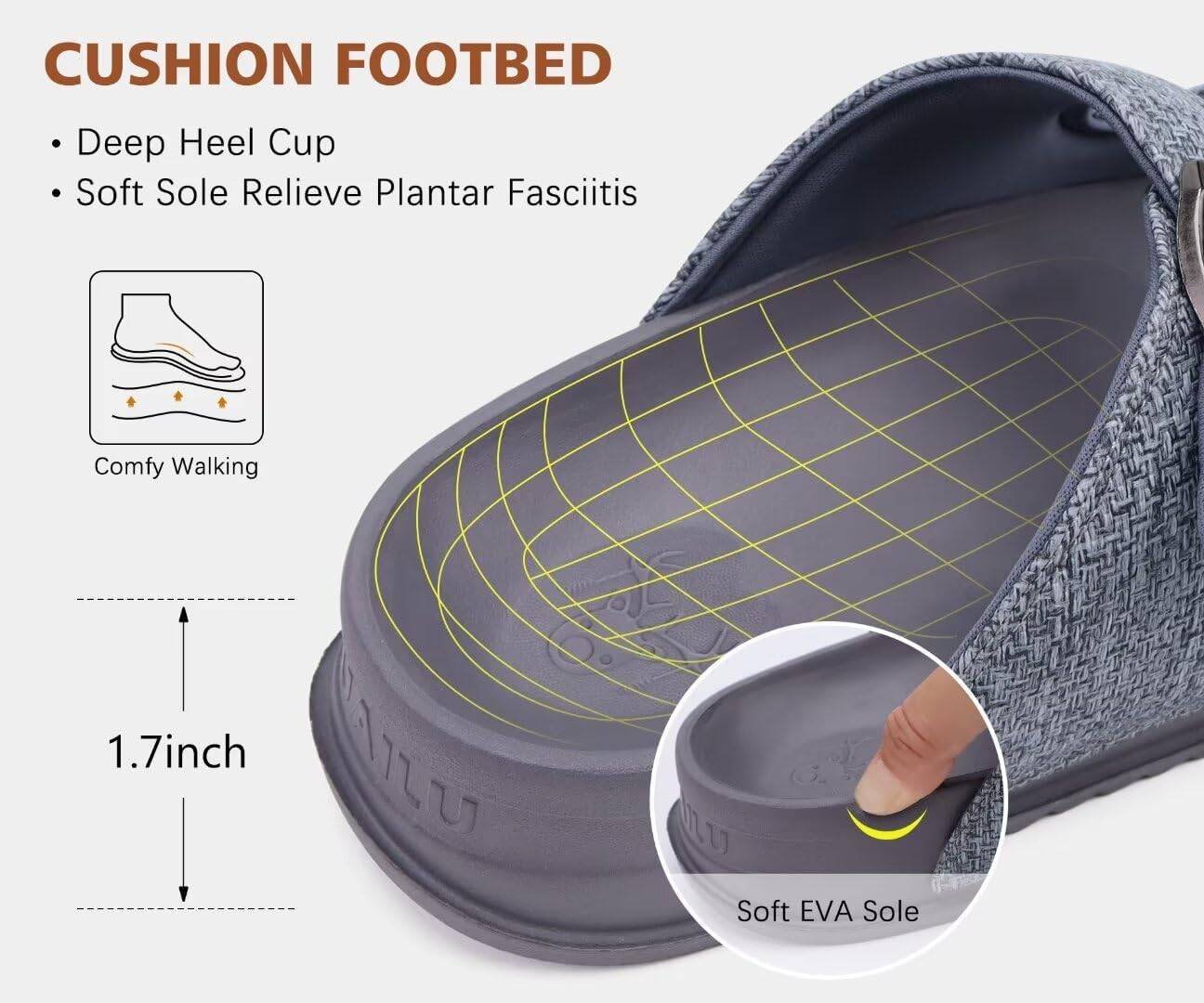 KuaiLu Womens Sandals with Arch Support Comfortable Orthopedic Cushion Recovery Slides Summer Fashion Leather Double Buckle Casual Slip On Plantar Fasciitis Shoes for Indoor&Outdoor (US Size 6-12) - Image 3