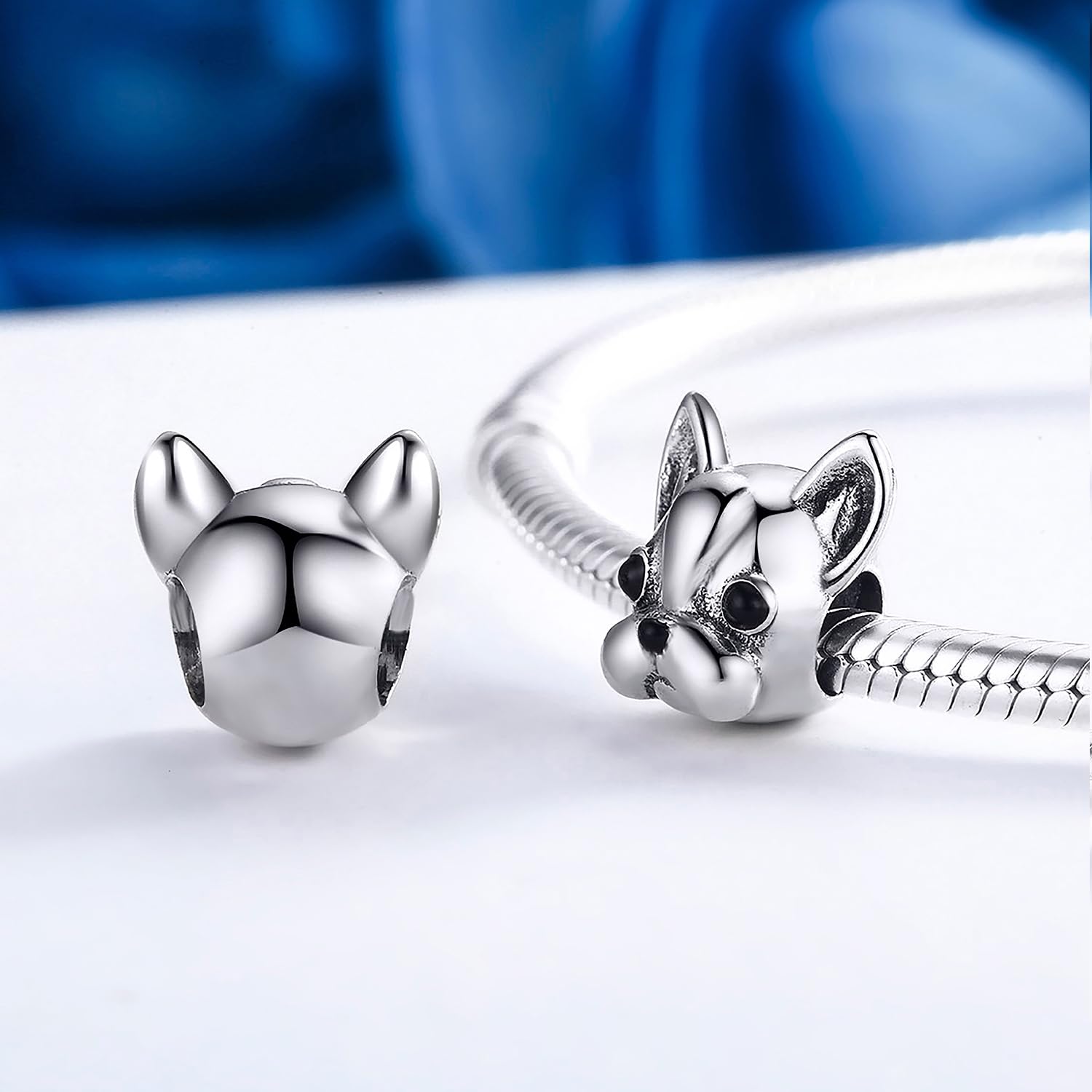 Abalorio de bulldog francés en plata de ley 925 para pulseras Pandora