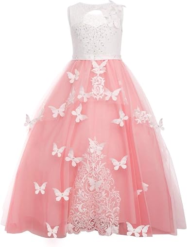 Amazon Com Odizli Flower Girls Lace Bridesmaid Dress First Communion Pageant Dresses Prom Puffy Tulle Ball Gowns Clothing Shoes Jewelry