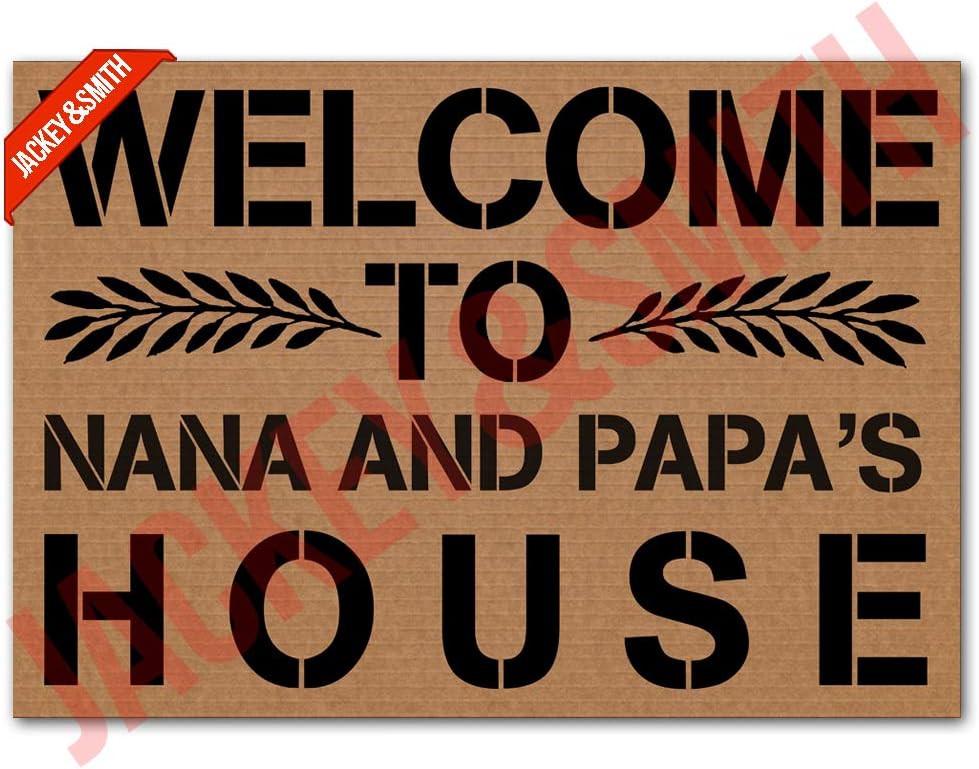 Jackey&Smith Entrance Doormats Welcome to Nana and Papa's House Door Mat for Front Door | Entryway Outdoor Floor Mat | Non Slip Doormat 23.6-Inch by 15.7-Inch