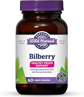 Bilberry Herbal Supplement Vegan Capsules, 880 mg, 60 Count