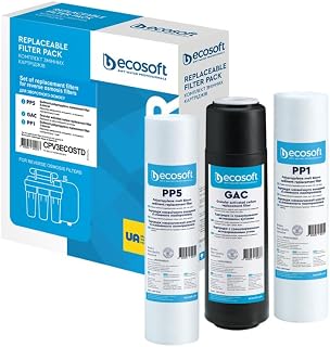 Ecosoft filtro de ósmosis inversa | Set de recambios estándar de 3 etapas para pre-filtración eficiente | Compatible con sistemas Standard | Instalación bajo fregadero