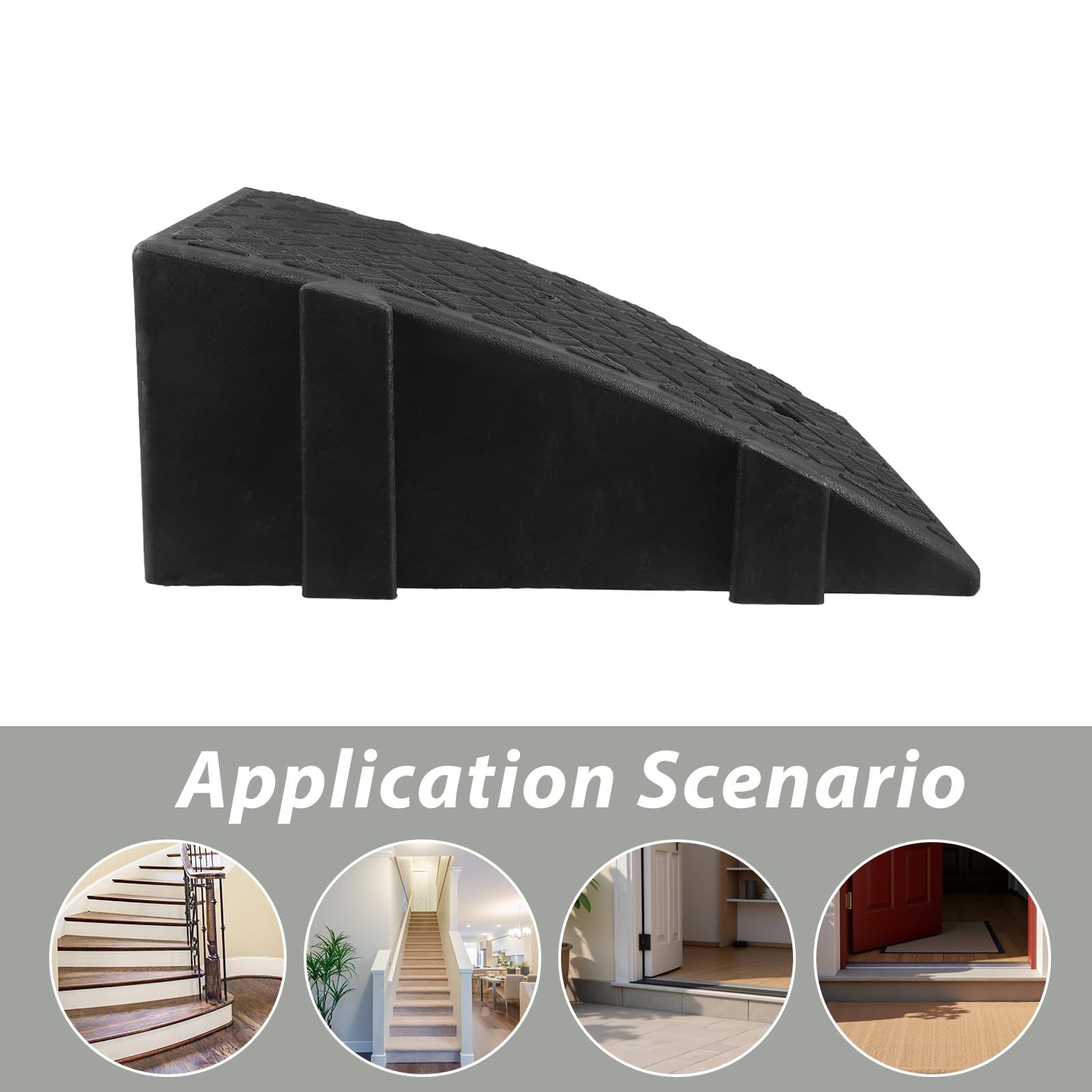 FRCOLOR Rampa de Umbral de Puerta Negra 16 Cm de Altura, Rampa de Acceso Antideslizante de Plástico para Silla de Ruedas, Motocicletas y Uso Interior, Tira de Transición de Suelo