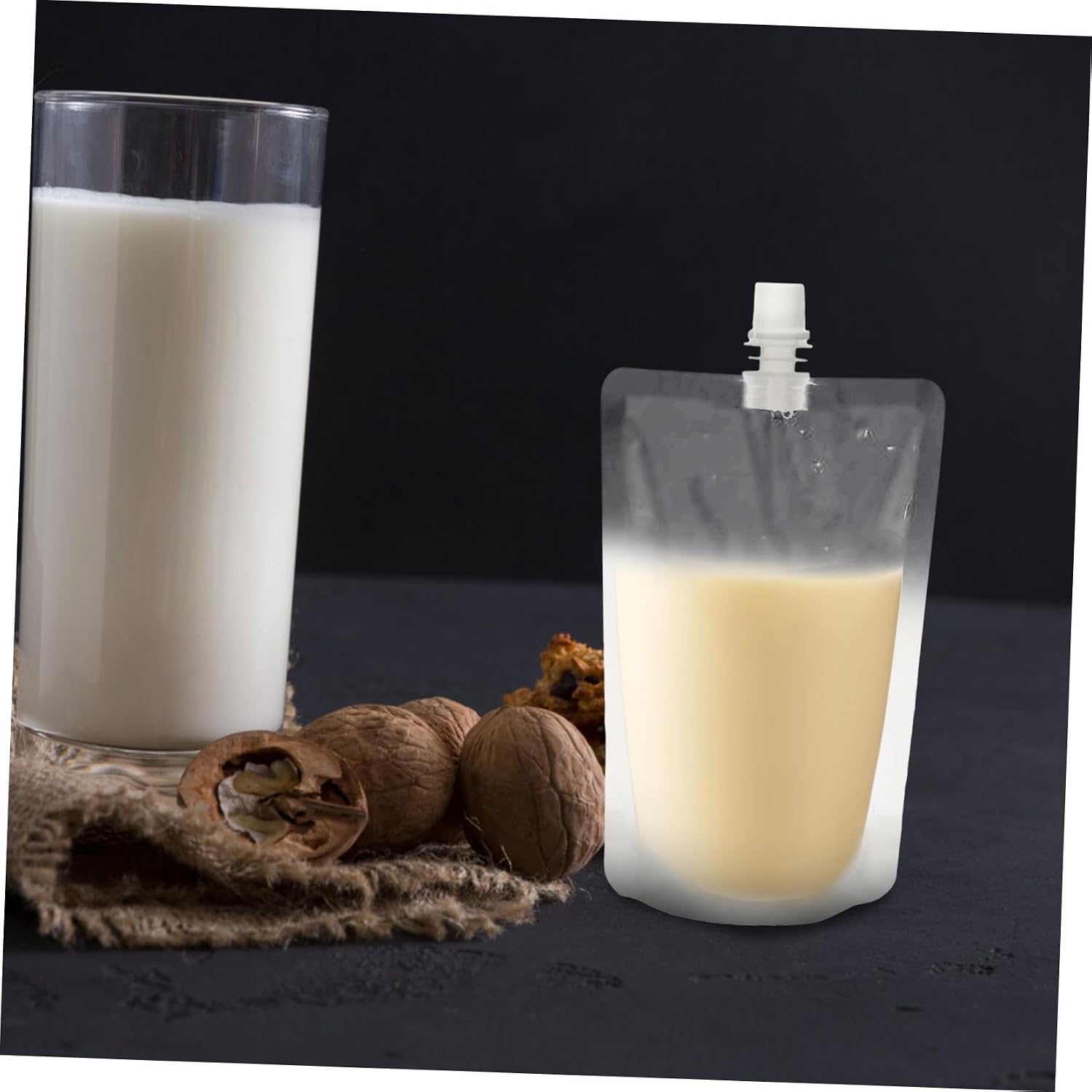 50Pcs Standing Drink Pouches 300ml Plastic Flasks for Travel