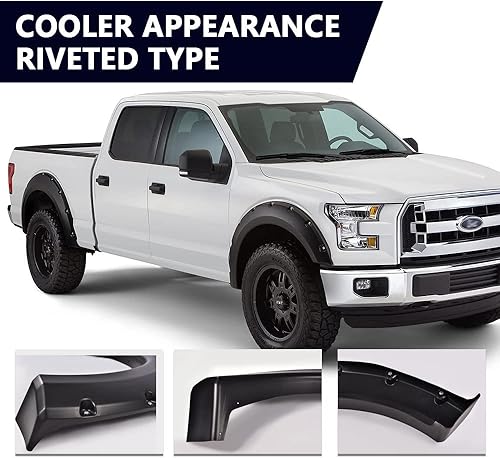 Miniatura 7 de CHEDA Guardabarros, compatible con Ford F150 2004-2008  Lincoln Mark LT Styleside 2007-2008, estilo de remache de bolsillo fácil pintable, FO1241232