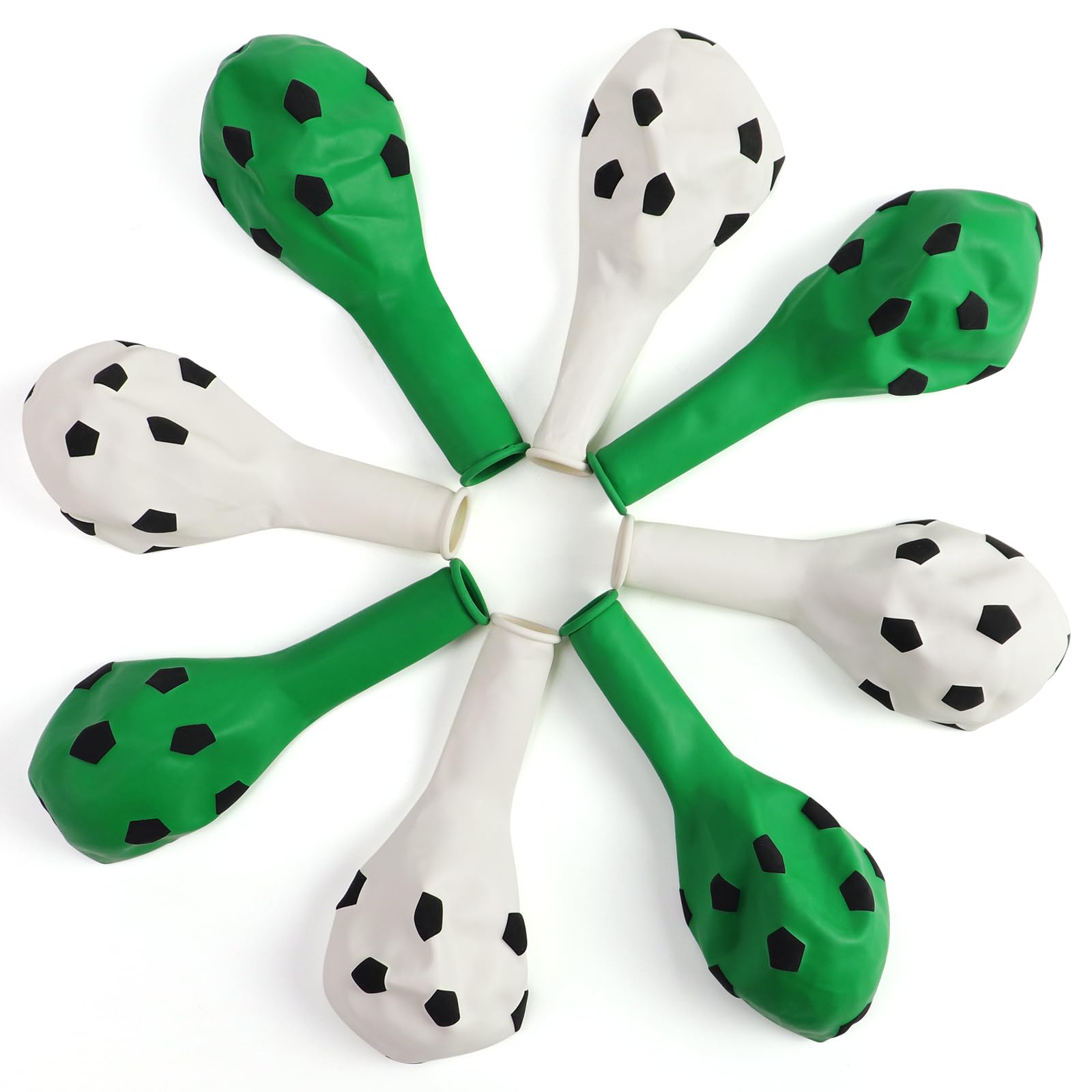 Fltengle 30Pcs Football Balloons 11 Inch White and Green Football Balloons for Kids Birthday, Sports, Theme Party Decoration, European Cup Party Decoration