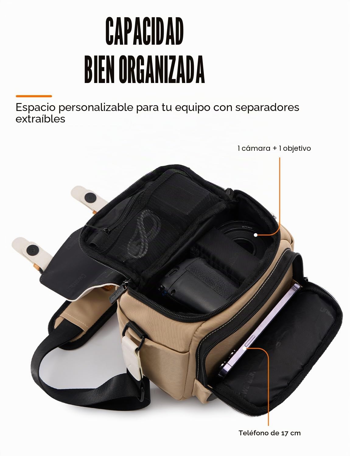 Funda para cámara, resistente al agua, bolso pequeño, bolso de mensajero para cámara réflex y compacta, S