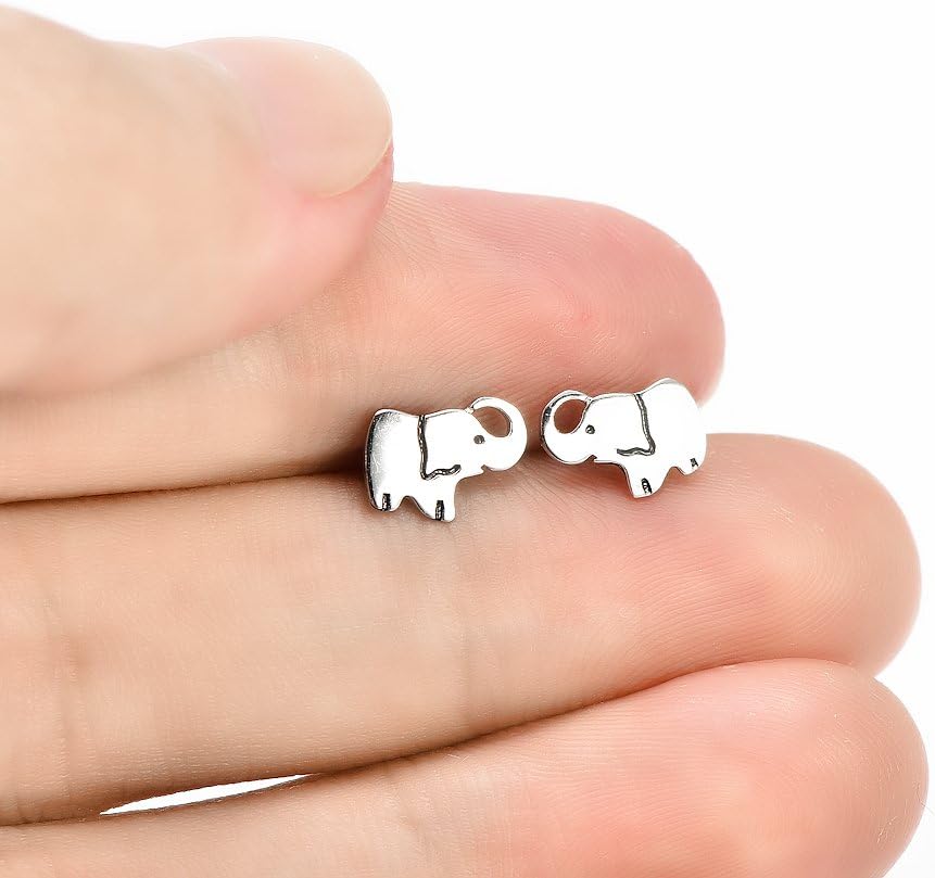 Elephant Jewelry 925 Sterling Silver Lucky Elephant Stud Earrings, Elephant Family Necklace for Women - Image 4
