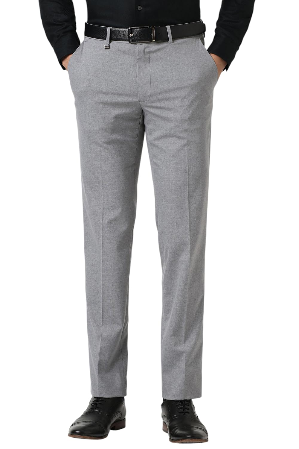Buy Van Heusen Men's Mid Rise Slim Fit Premium Formal Light Grey - Image 1