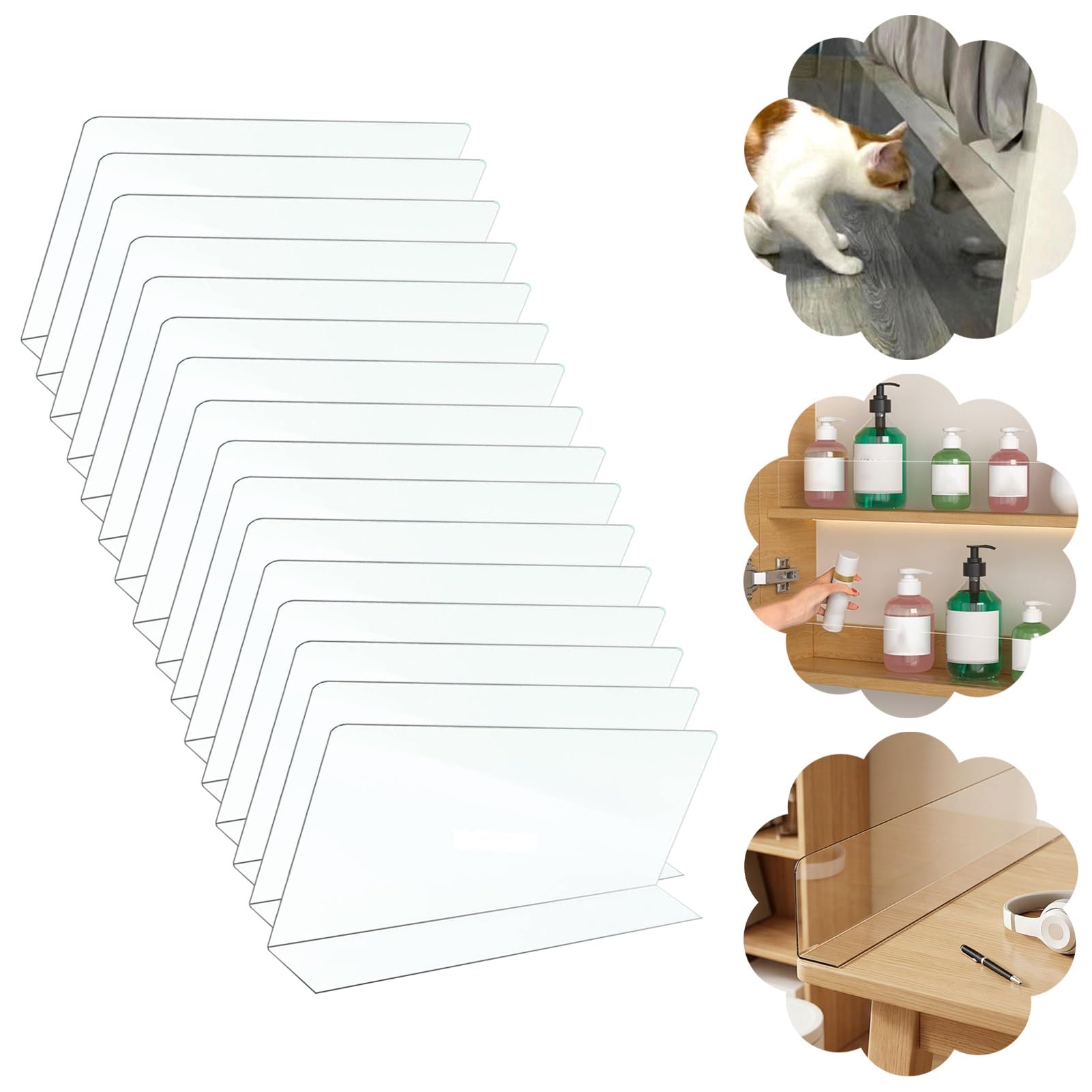 16 Pcs Stair Gap Blockers for Open Riser Staircase, Clear Blocker Board for Underbed/Cabinet/Table, 2 4 6 8 10 12 in Tall Under Couch Stopper(120x30cm (47.2x11.8in))