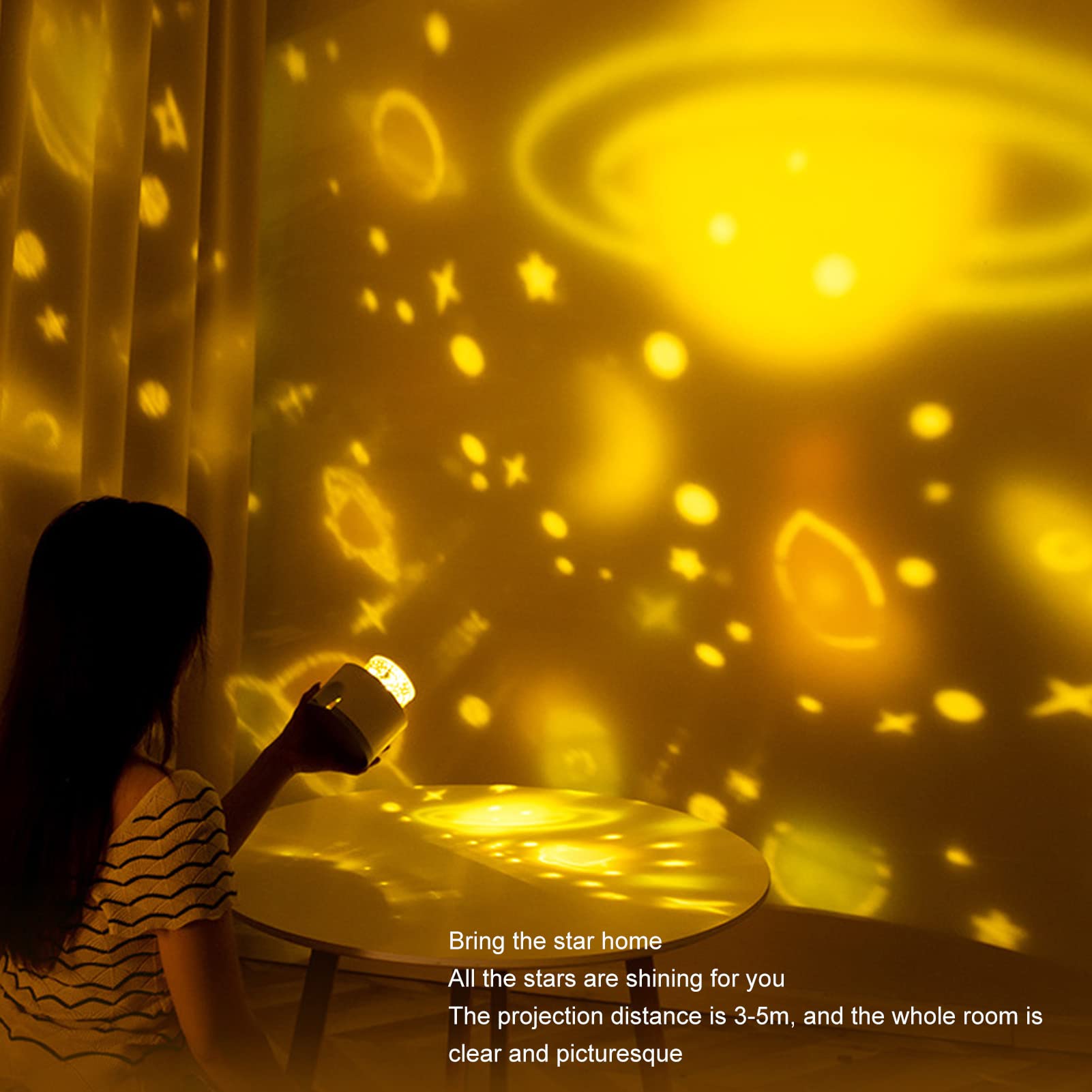 Tyenaza Luz De Noche De Estrellas para Niños, Lámpara De Proyección De Estrellas, Luz De Noche Innovadora Junto A La Cama, Dormitorio para Niños, Lámpara De Ambiente Romántica (Blanco)