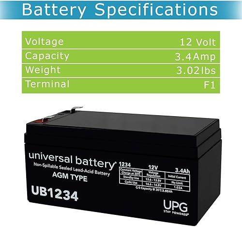 Miniatura 3 de Universal Power upg-ub1234 Batería 12v 3.4ah Cámara