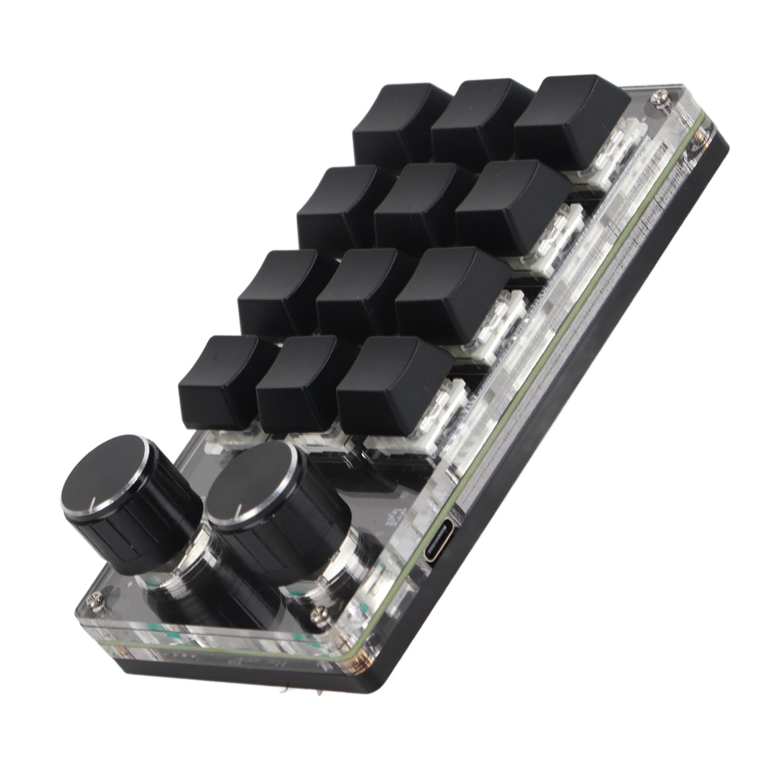 Clavier Macro Programmable, 2 Boutons Bleu Commutateur Noir 12 Touches Mini Clavier avec RVB pour Jeux de Bureau Musique Média