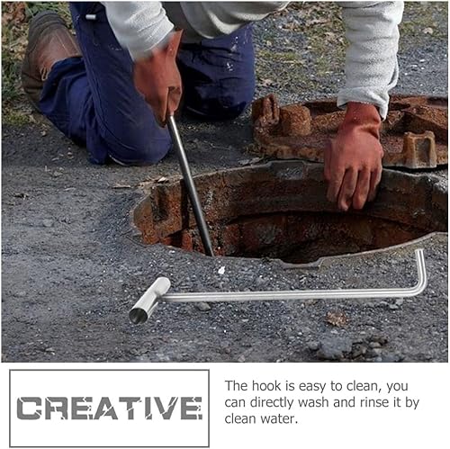 Miniatura 6 de Herramienta de utilidad Gancho de tapa de boca de acero inoxidable Gancho T Herramienta de registro Ganchos de elevación de boca Ganchos de