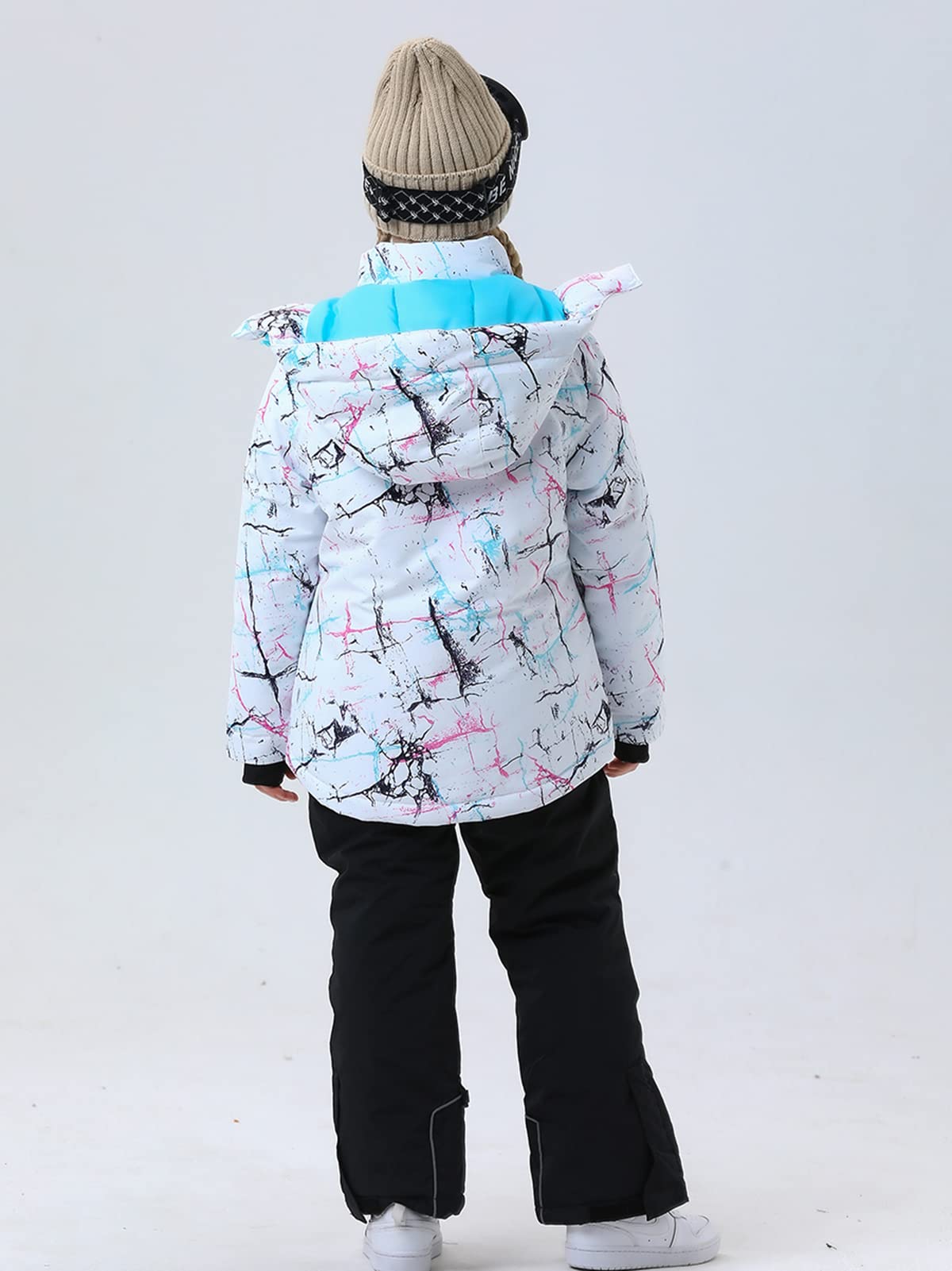 HOTIAN Giacca da sci per ragazzi e pantaloni, antivento, impermeabile, per bambini