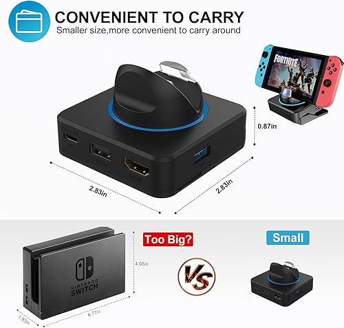 Miniatura 2 de Base para interruptor, estación de acoplamiento HDMI 4K Nintendo Switch para TVSwitch OLED, adaptador de TV portátil Nintendo Switch Base de carga