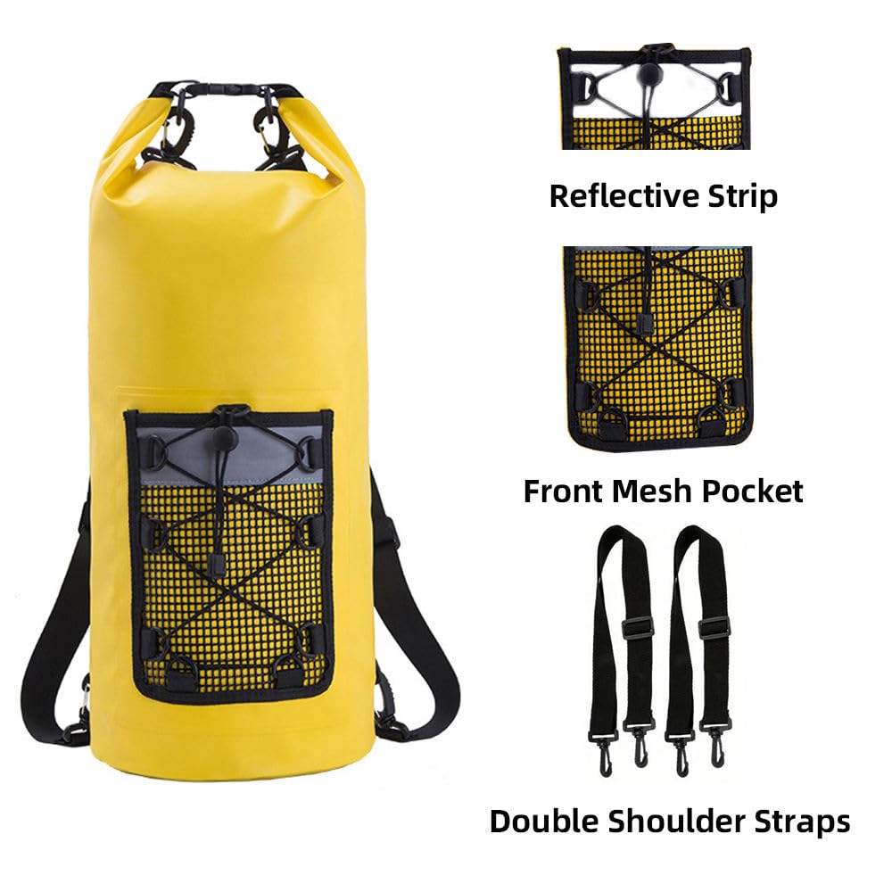 Sac à dos étanche 30 l avec étui de téléphone portable étanche pour sports nautiques, pêche, bateau, kayak, surf, rafting, cadeaux, Orange, 30 Liter, sports nautiques en plein air