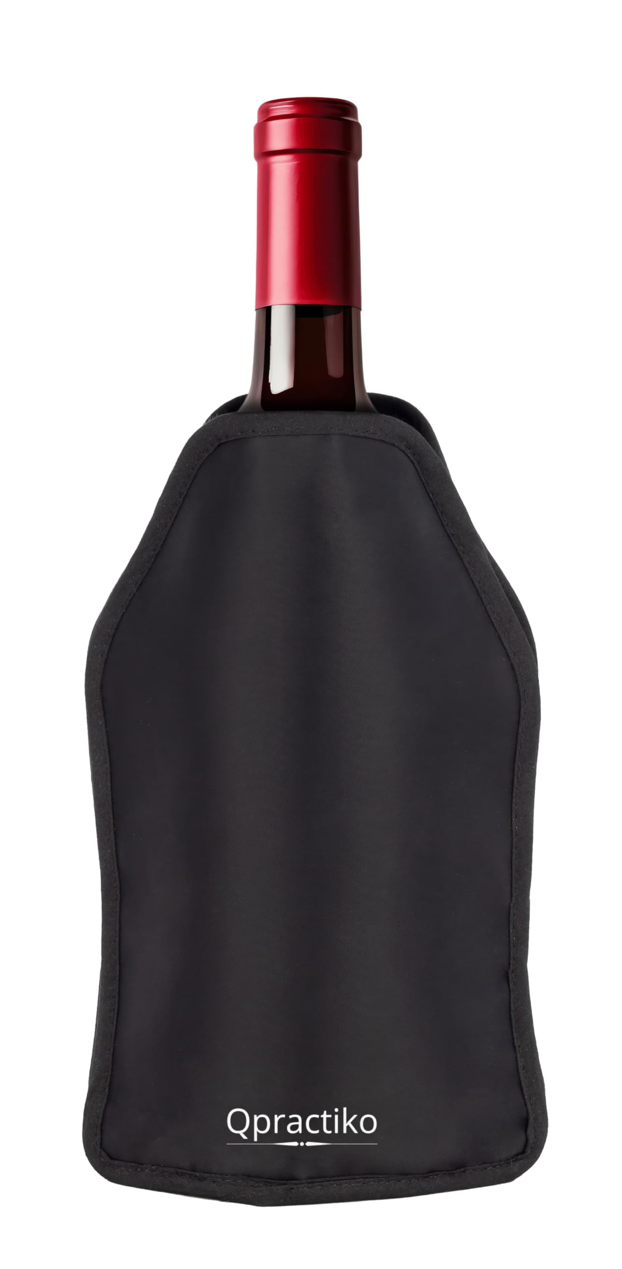 Qpractiko | Raffreddatore bottiglie vino Invictus | Nylon nero, gel refrigerante, leggero, riutilizzabile | Raffreddamento rapido, facile trasporto | Mantiene il vino a temperatura ovunque