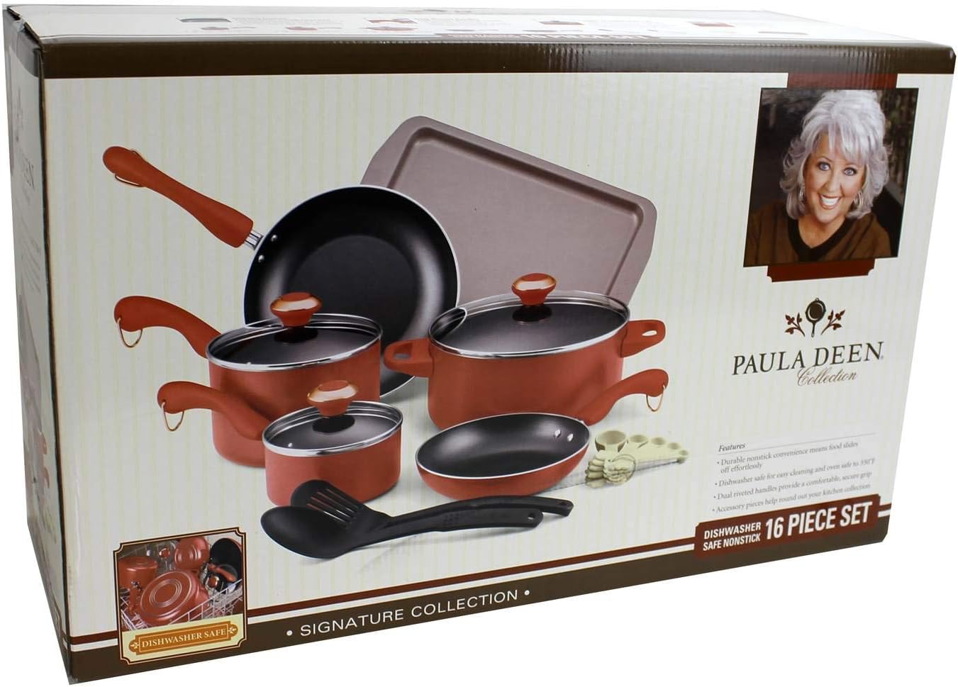 Paula Deen Signature Dishwasher Safe Cookware Sets (Pink, 15- Piece)