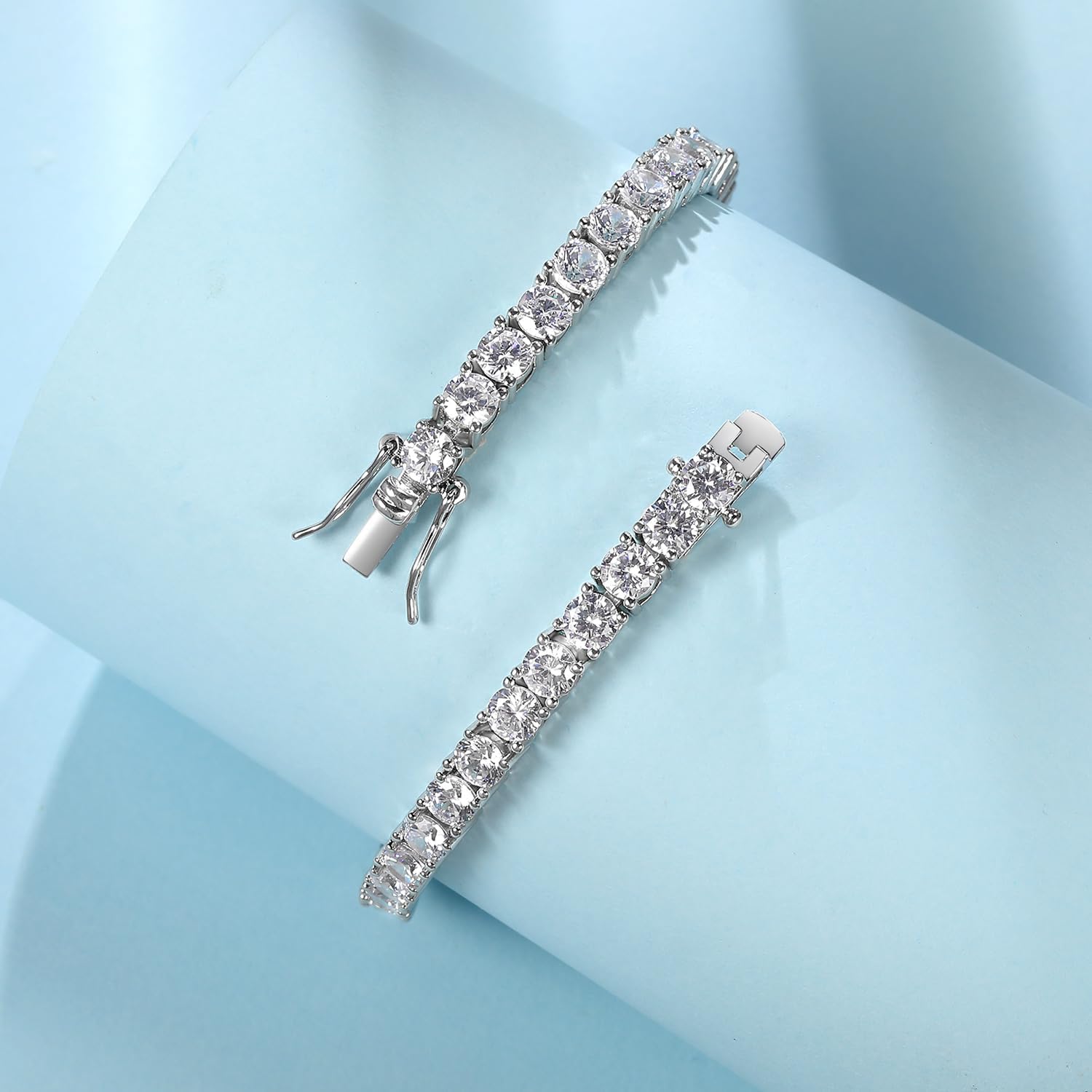 Tennis Bracelet for Women|4MM Cubic Zirconia|18K White/Yellow Gold Plated Bracelets|4-Prong-Setting CZ - Image 5