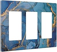 Vista 31 de Placa de pared doble basculante de mármol azul, cubierta decorativa de interruptor de luz de 2 cuadras, moderna acuarela degradada, arte de tinta
