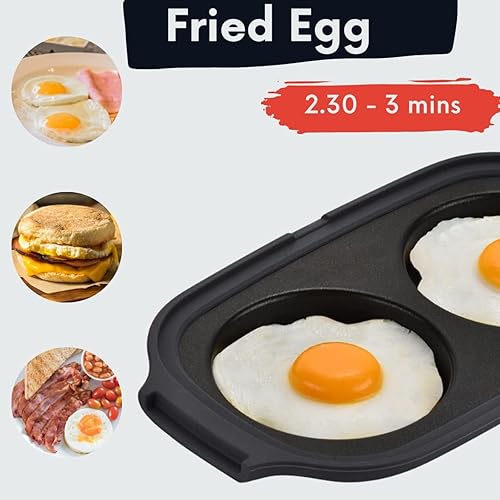 Miniatura 2 de MACONEE Freidora de huevos para microondas | Cocina y escalfadora para sándwiches de desayuno | Máquina para 2 huevos | Apto para lavavajillas y sin