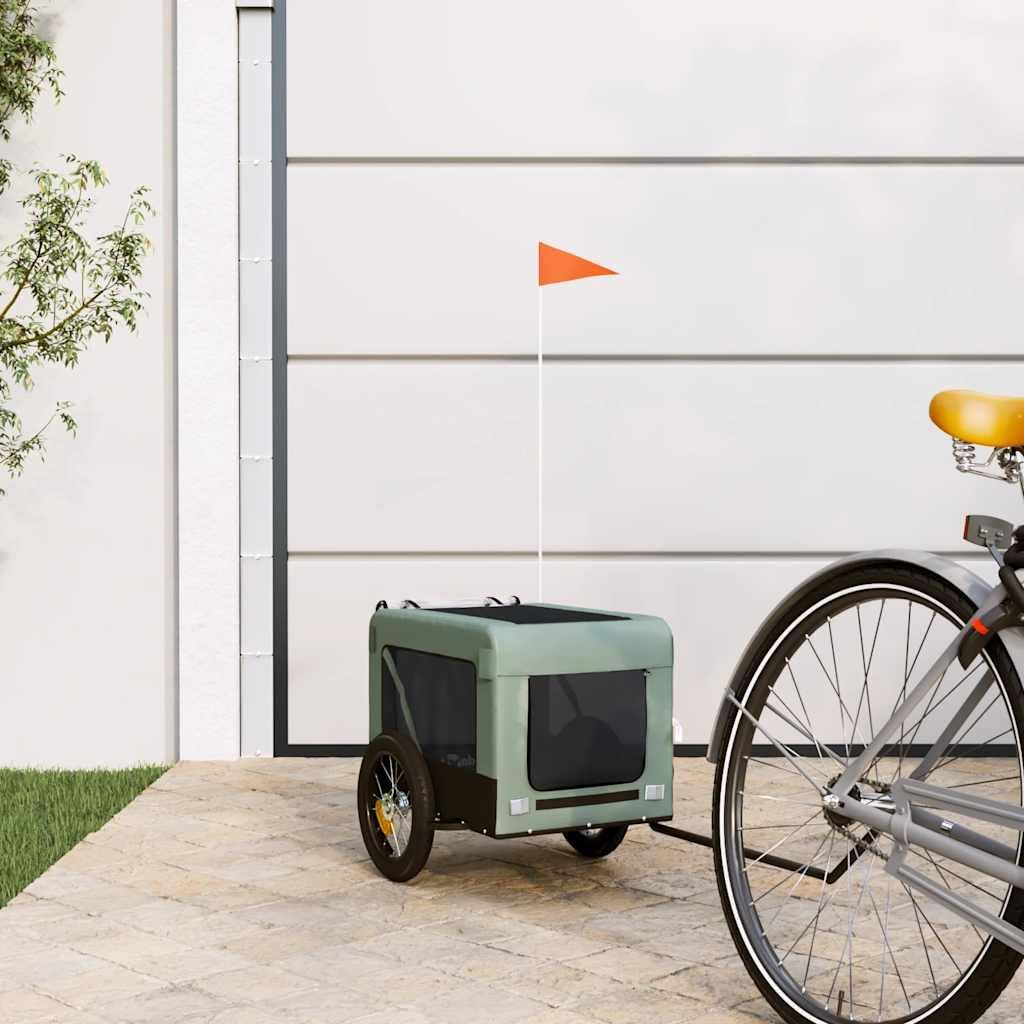 Przyczepa rowerowa dla zwierząt, szaro-czarna, Oxford i żelazo, 54,5 x 120