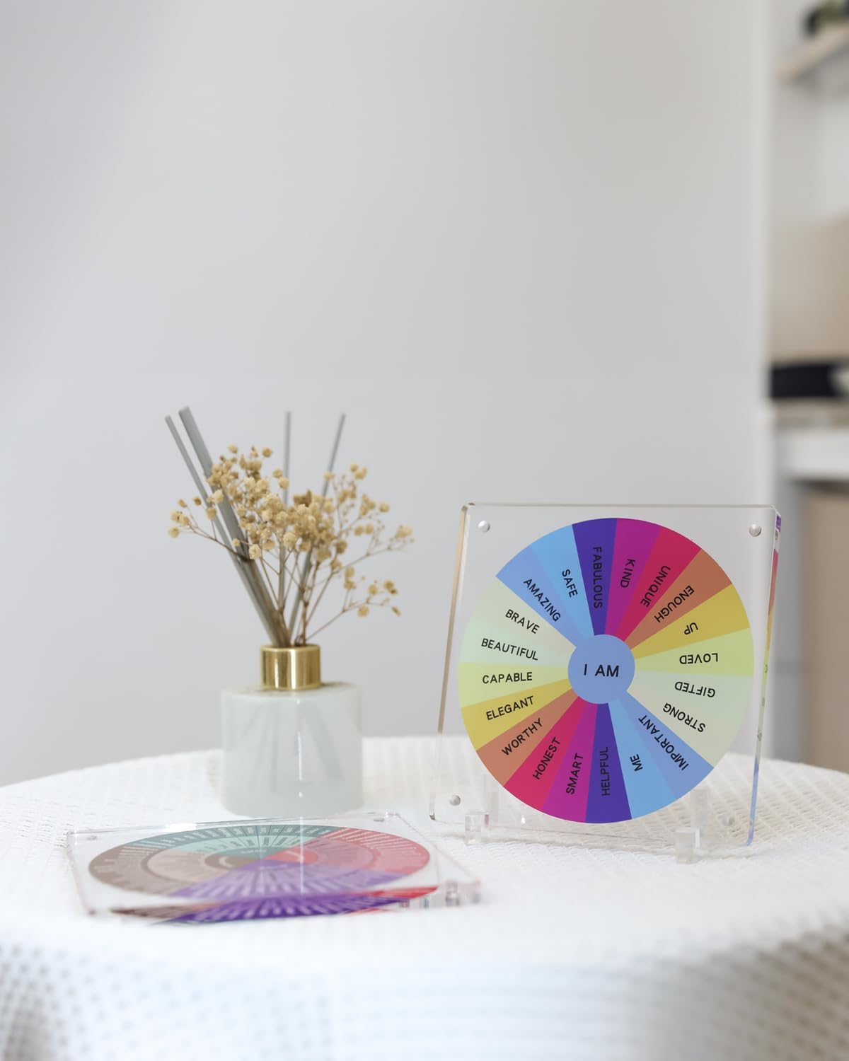 2 Pieces Acrylic Feelings Wheel & Needs Wheels Emotions Wheel Mental Health Tool for Home/Office/School Education Supplies School Classroom Decor