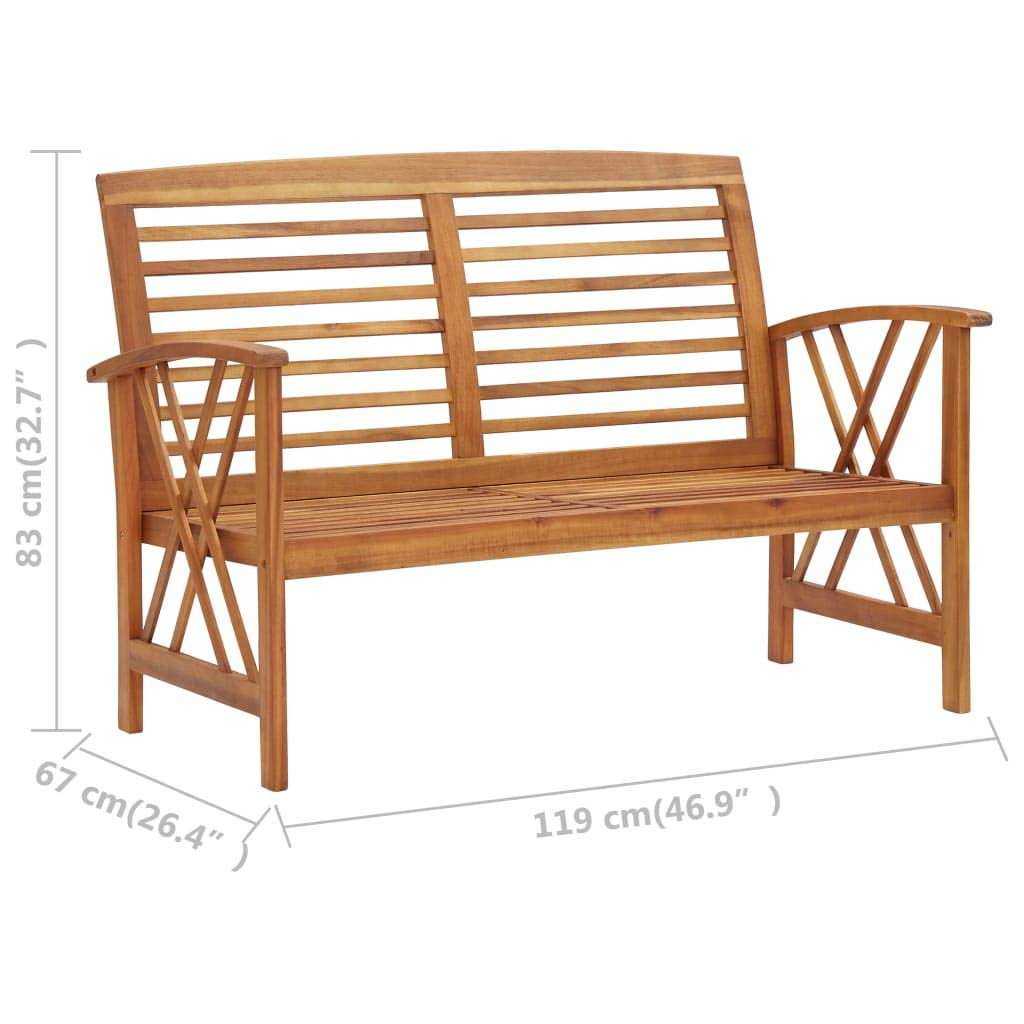 Juego de Muebles de jardín Madera Maciza de Acacia 3 Piezas, 2 Bancos y Mesa Centro, Mueble Exterior para terraza Patio balcón con diseño Resistente y almacenaje Ideal para Ocio y reunión al