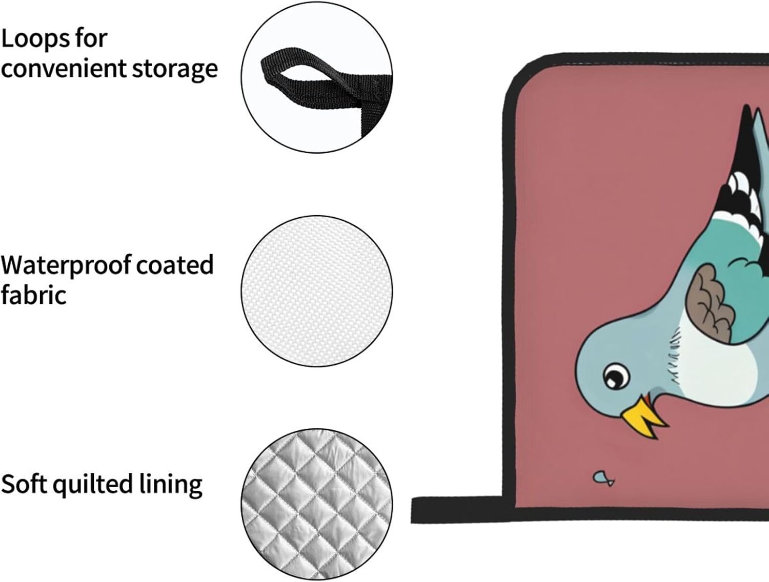 Cartoon Pigeon Prints Kitchen Covers: Waterproof Oven Layers for Safe Cooking & Easy Cleanup - 4 Piece Heat Protection Set