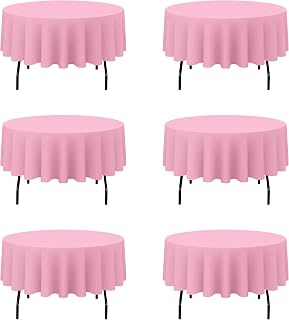 BRILLMAX 6 Pack Pink Round Tablecloths 90 Inch for 60" Tables