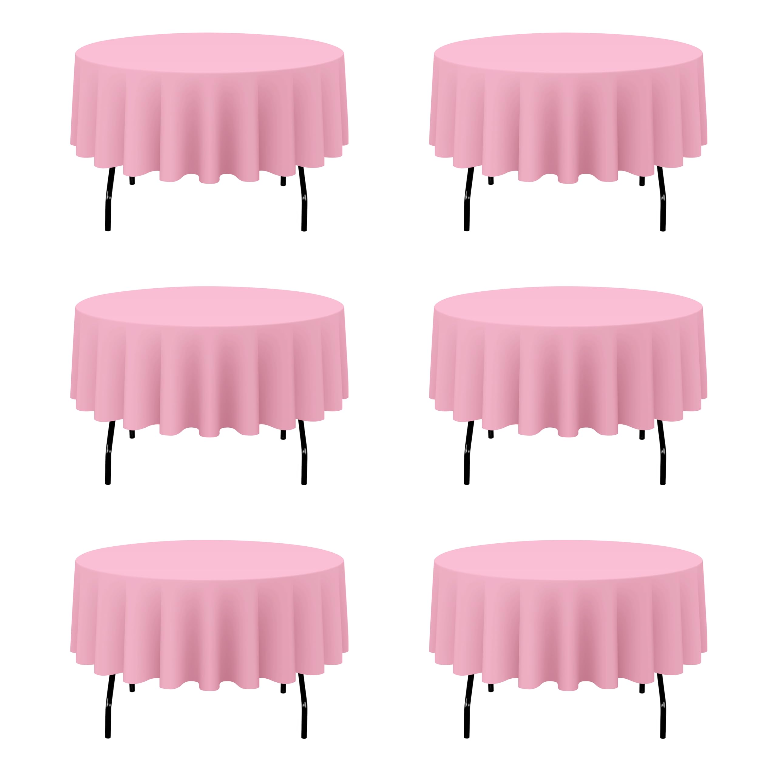 BRILLMAX 6 Pack Pink Round Tablecloths 90 Inch - Circle Bulk Linen Polyester Fabric Washable Table Clothes Cover for Wedding Reception Banquet Birthday Party Buffet Restaurant