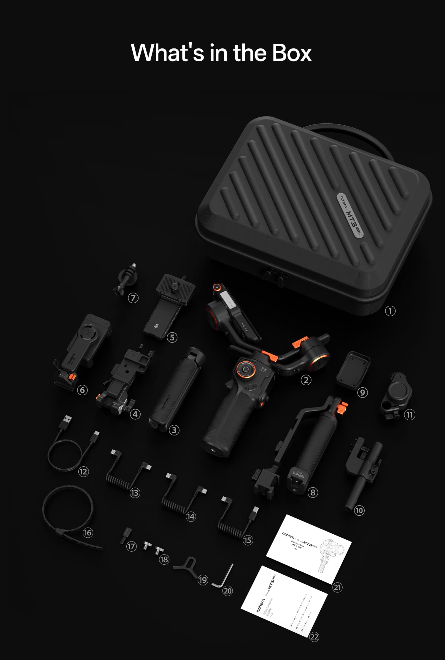 hohem iSteady MT3 Pro Kit avec mini moteur spot et poignée tournante, stabilisateur pour appareils photo Canon, Sony, Panasonic, Nikon, Fujifilm, GoPro, charge utile de 2,5 kg, suivi AI, télécommande