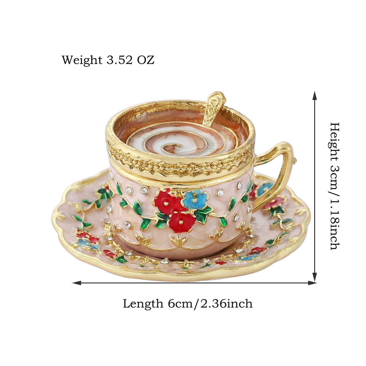 Amazon.com: Janshe Cul Coffee Cup Trinket Box Enamel Hinge Small