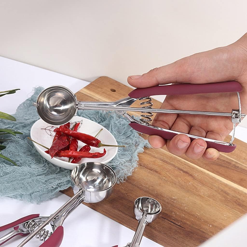 LUNIZ Soup Spoons Stainless Steel Spoon Ice Cream Spoon Ice Cream Scooper Fruit Spoon Dessert Spoon 3 Pieces Tea Spoons (Color : Red)