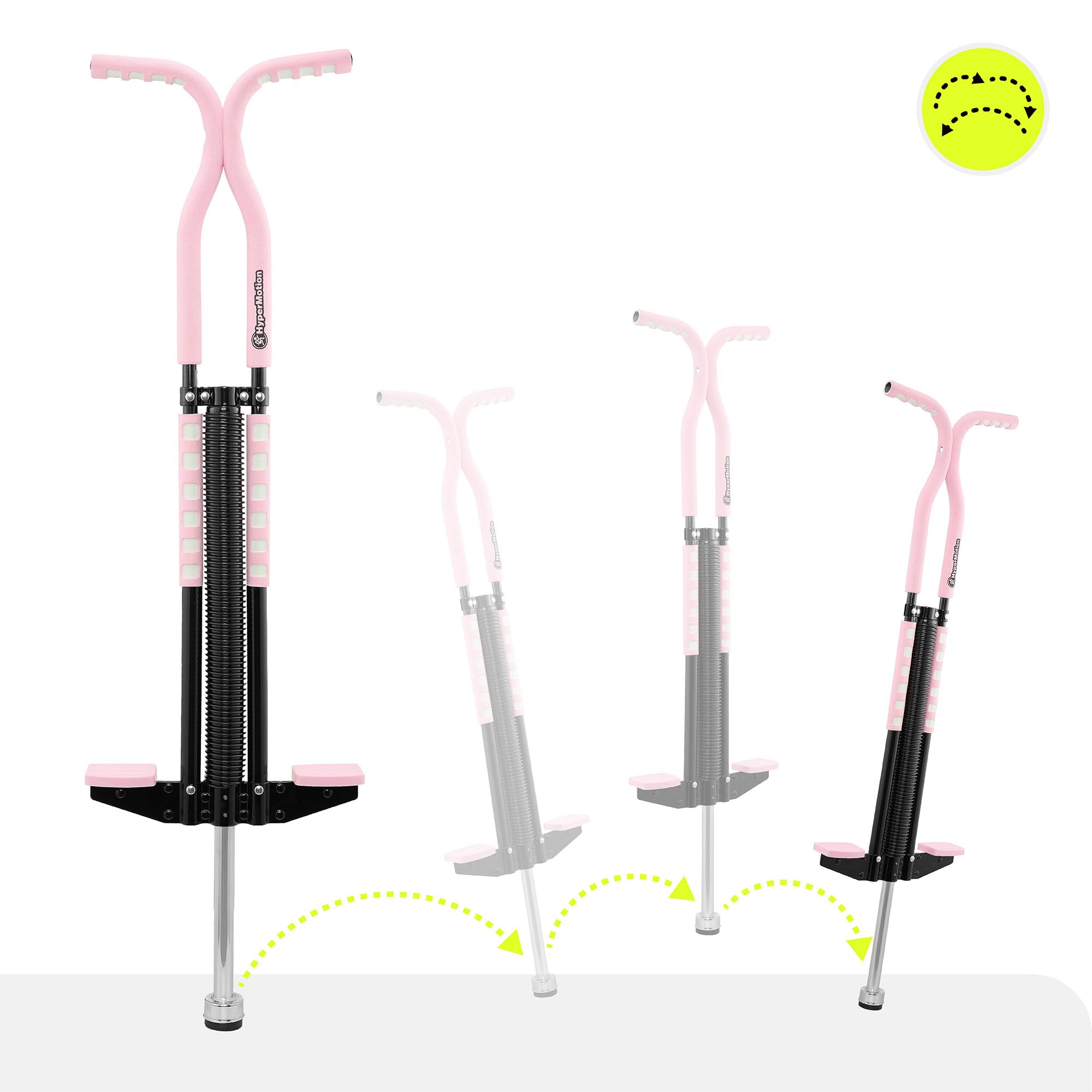 HyperMotion Skoczek POGO dla Dzieci 9–14 Lat, Urządzenie Treningowe do 50 kg, 2,35 kg, System Sprężynowy, Kolor Różowy