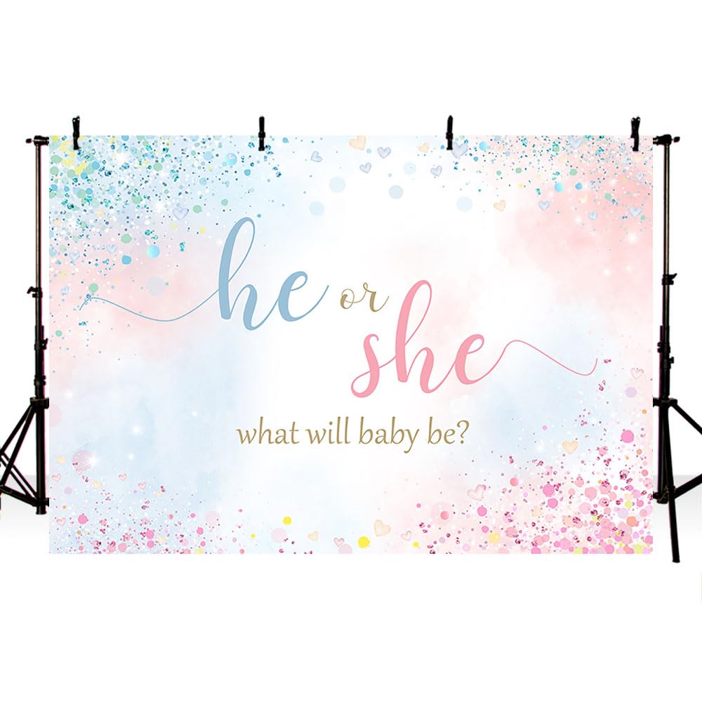 MEHOFOND 7x5ft Fish Gender Reveal Backdrop Fish He Or Fish She Gender