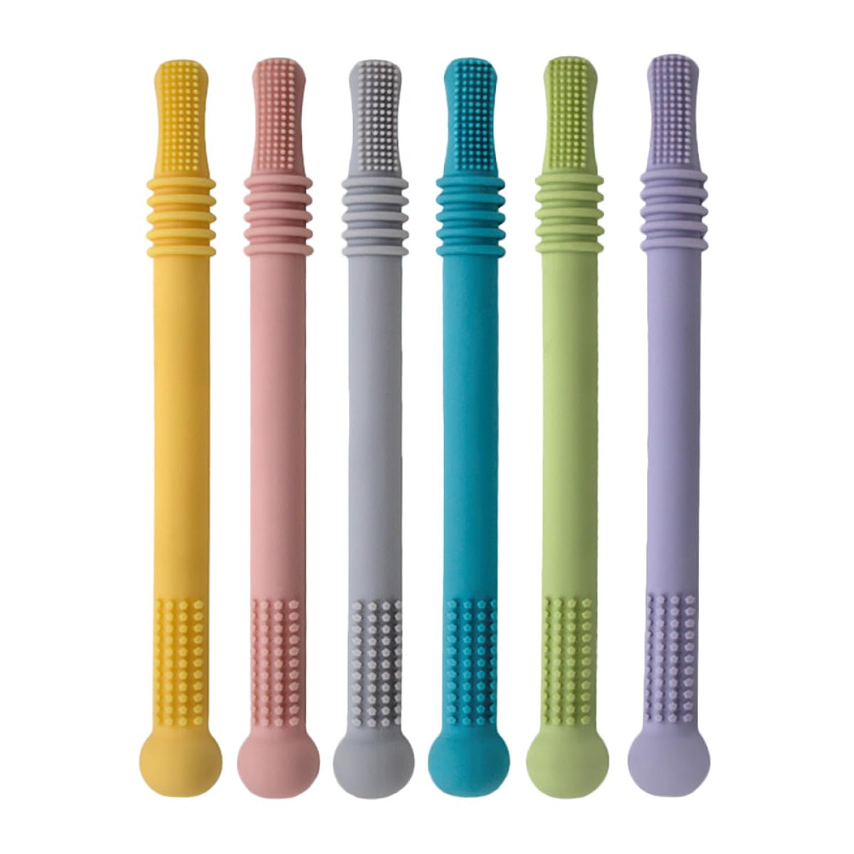 Tubo Molar para Bebés de Silicona 6 Piezas para Dentición | Recién Nacidos, Formato de Pajita Hueca, Ayuda a Calmar Encías y Apoyar Habilidades Orales